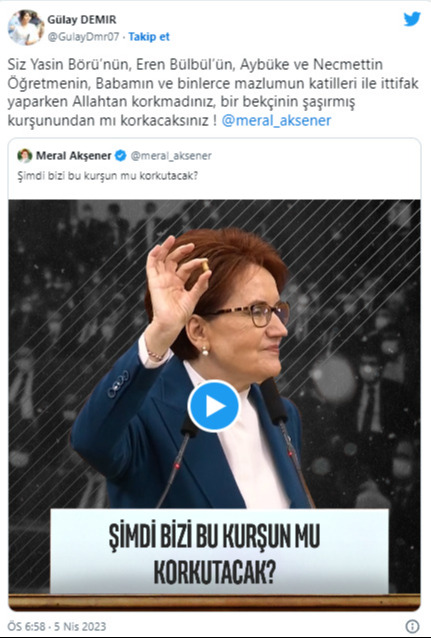 Gülay Demir bir ay önce de Akşener'e Twitter hesabından tepki gösterdi