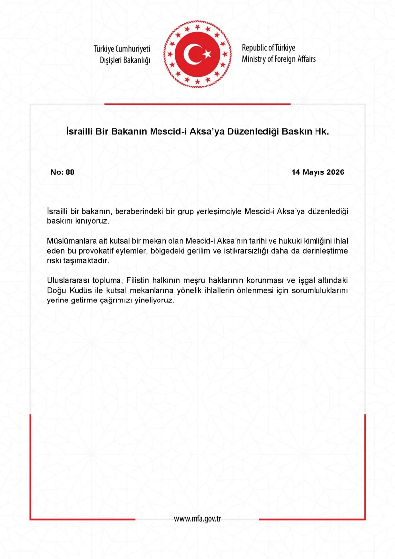 İsrailliler "Kudüs Günü"nde Mescid-i Aksa'ya baskın düzenledi