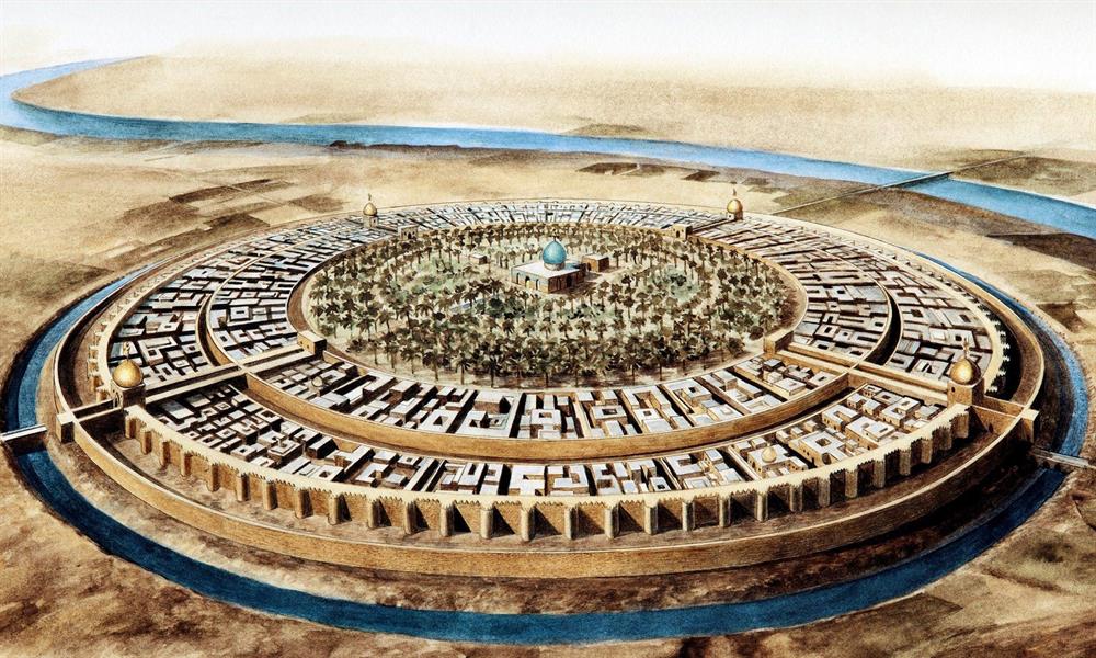 Bağdat'ın ilk kurulduğu dönemlerdeki şehir planını tasvir eden bir çizim.
