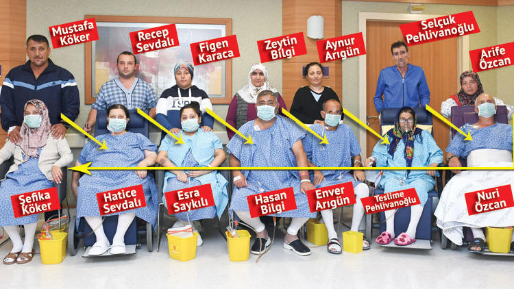 Türk doktorlarının bir ilki daha gerçekleştirdiği ameliyatta toplam 14 hastanın böbrek nakli gerçekleştirildi.