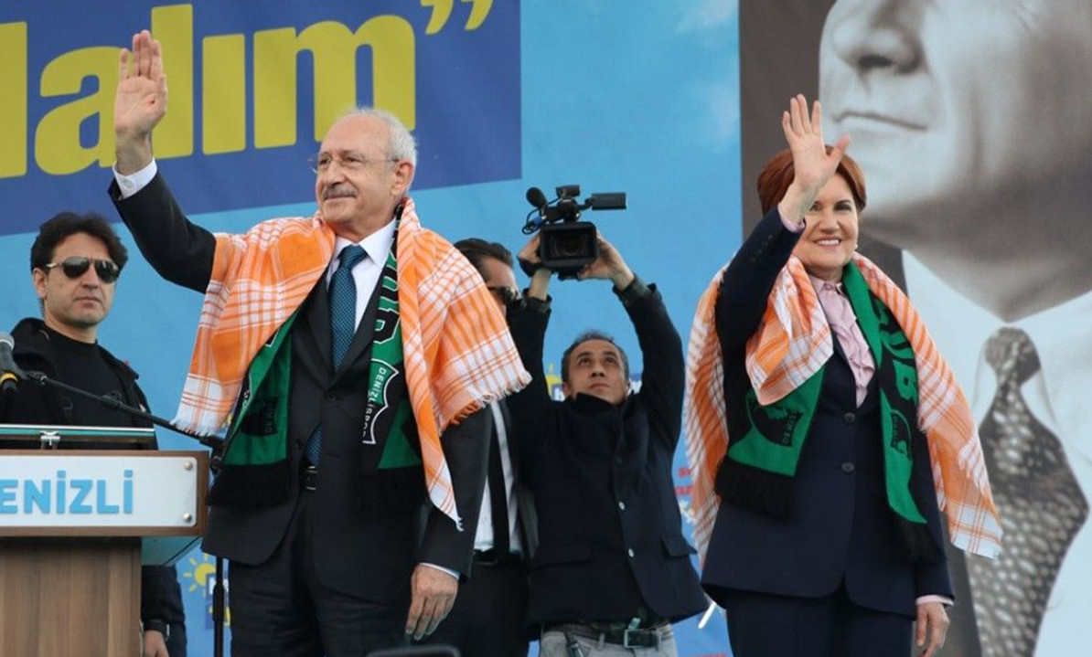 CHP Genel Başkanı Kılıçdaroğlu ve İYİ Parti Genel Başkanı Meral Akşener, Denizli mitingine birlikte sahneye çıktı. 