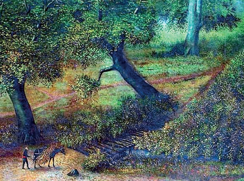 Ressamın ince işçiliği, gözlemci yeteneği ve tekniğiyle konuşturduğu 'Ormanda Oduncu' resmi.