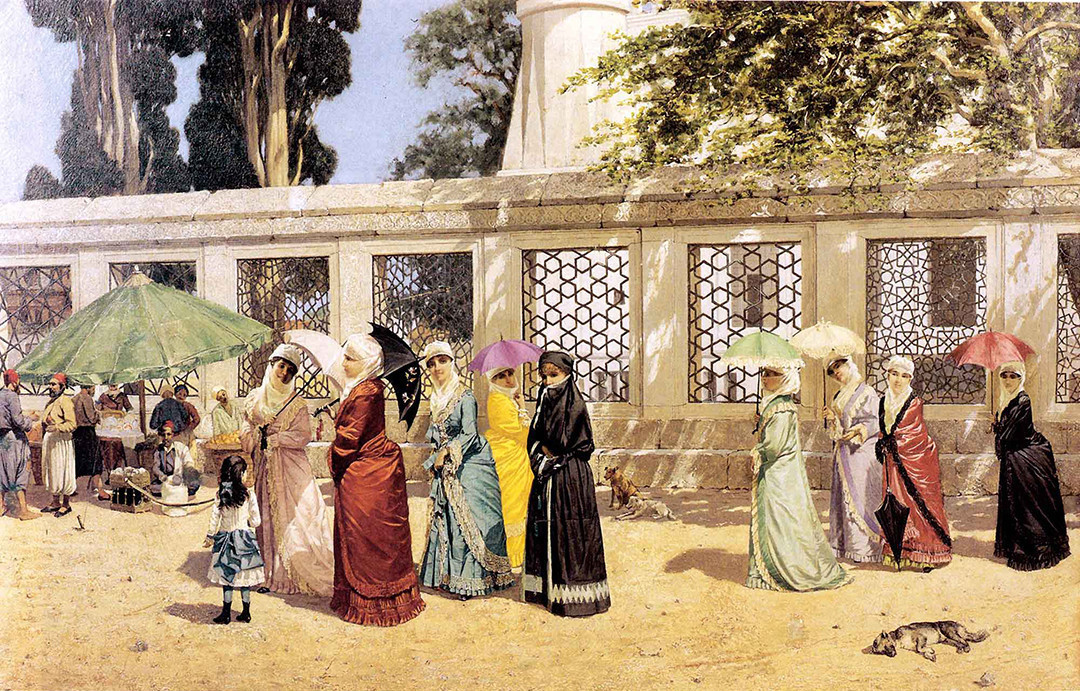 Gezintide Kadınlar, 1887. Kadın figürlerin ressama poz vermeleri döneminin Fransız ve İngiliz ressamlarının izlerini taşıdığını gösterir. Aynı zamanda figürlerin elbiseleri de baş kısımları dışında Paris ve Londra modasına uygun olması bu durumu destekliyor.