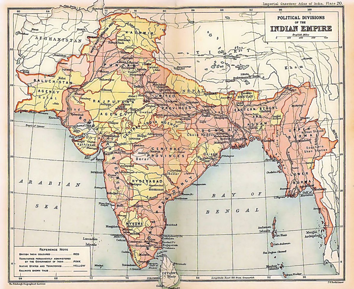 Britanya Hindistanı'nın genel haritası.