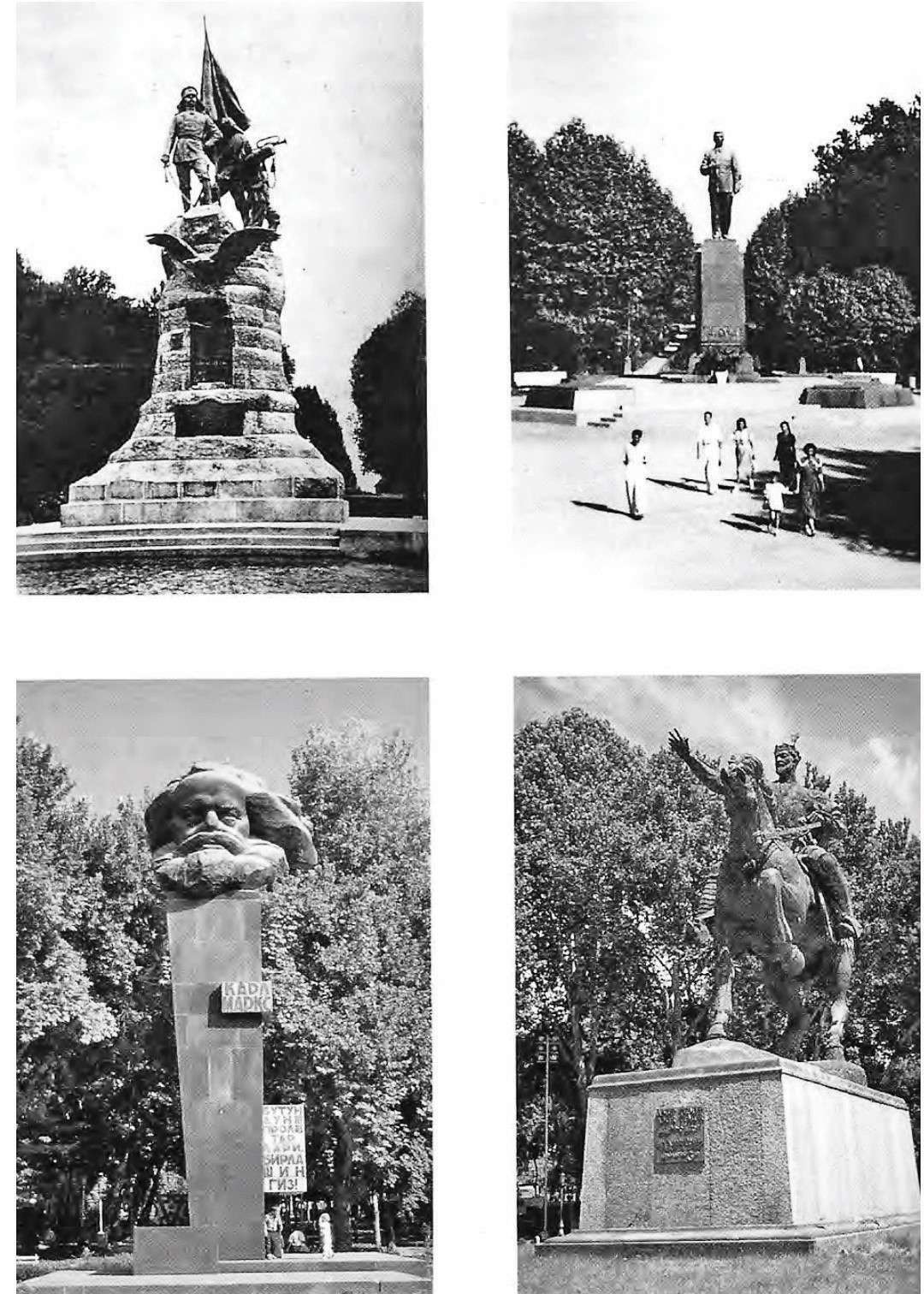 Özbekistan’ın başkenti nTaşkent’in merkezindeki nmeydanda heykellerin ndeğişimleri: n- Meydanda önce Türkistan’ı nişgal eden Rus generali von nKaufmann’ın heykeli nyer alıyordu.n- Sovyetlerin ilk döneminde nStalin’in heykeli konuldu. n- Daha sonra Karl Marks nheykeli yerleştirildi. n- Bağımsızlıktan sonra o nda kaldırıldı ve yerine Emir nTimur’un heykeli dikildi.
