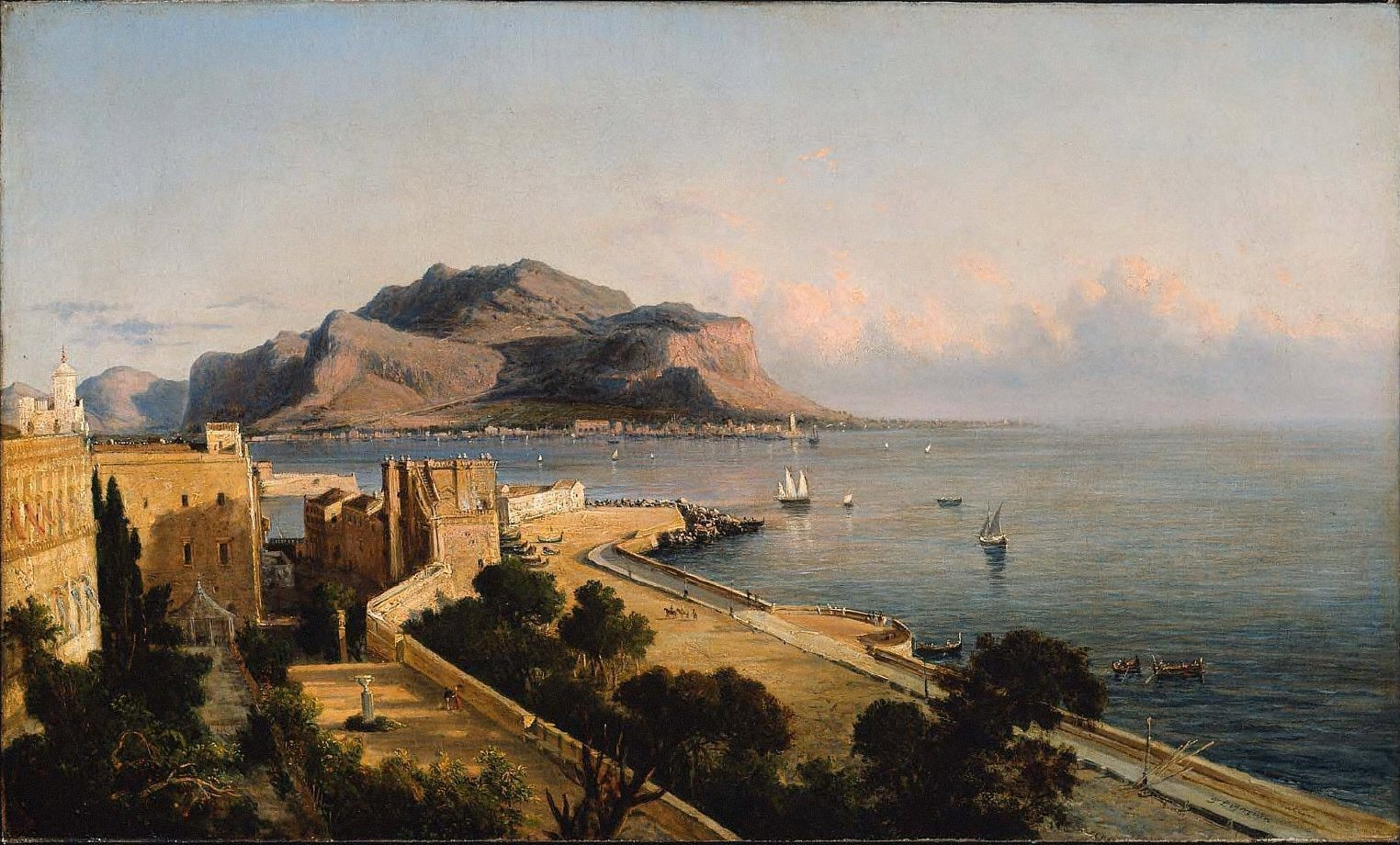  Palermo'da bir liman. Resim: George Loring Brown.