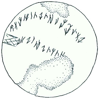 Esik kurganındaki gümüş tasın üzerinde 2500 yıllık Türk Runik harfleri.